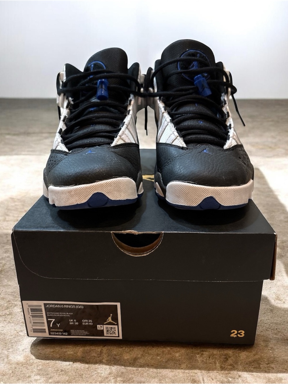 Jordan 6 Rings (GS) White /Game Royal/Blk- 7Y